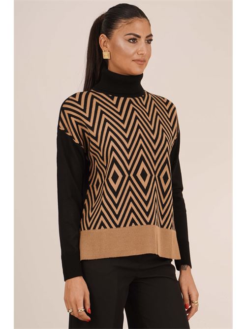 Maglia in misto lana GM by Gai Mattiolo | GM4374NERO/CAMMELLO